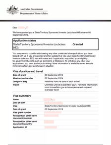 恭喜L女士成功獲得893商業投資者永居簽證！